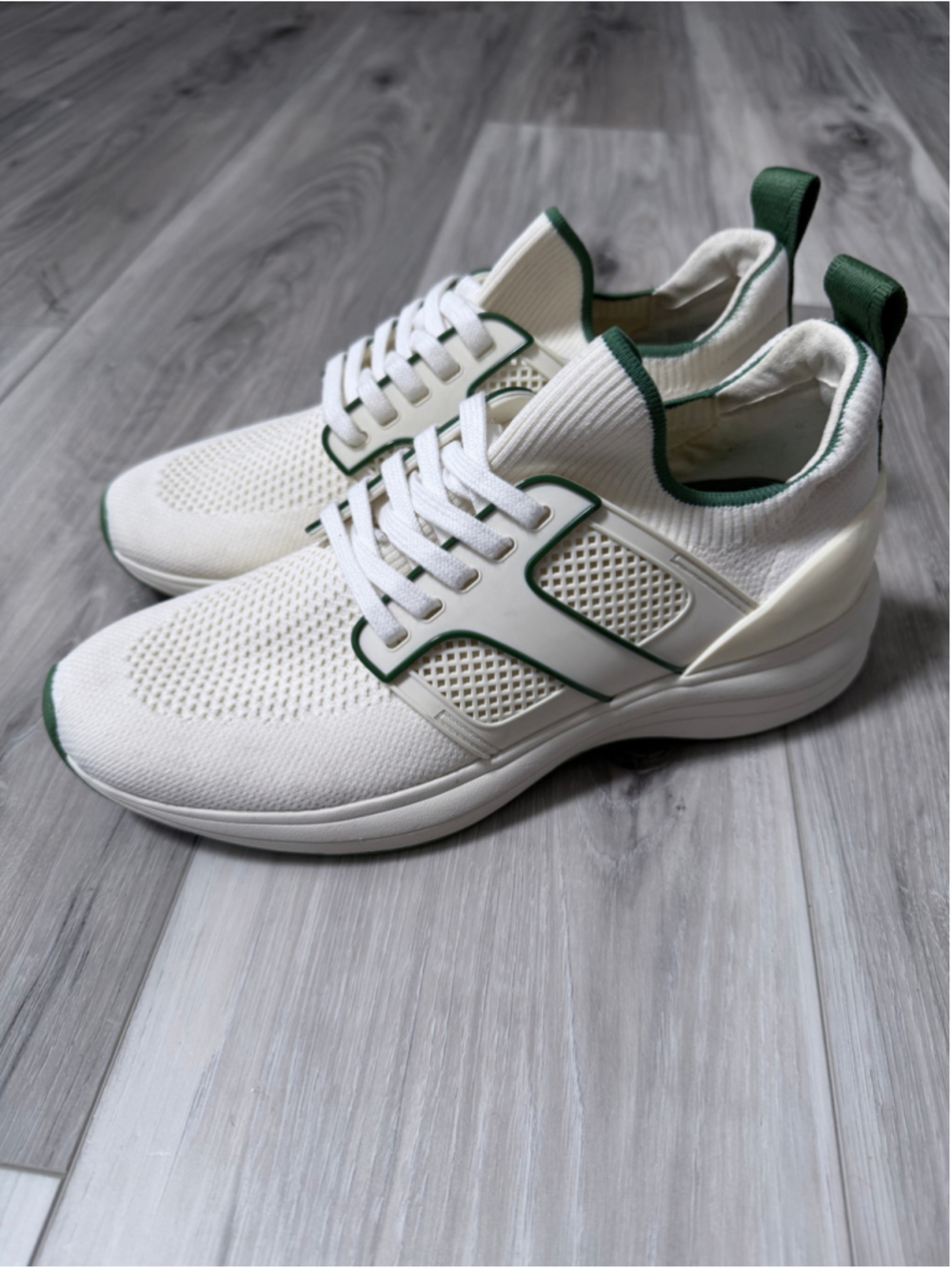 Tory Burch Good Luck Trainer Sneakers Womens 8.5 White Green Knit Athletic Shoes